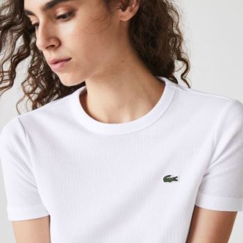 Lacoste Soft Cotton Crew Neck T-shirt Dámské - Tričko Bílé | CZ-BfV44t